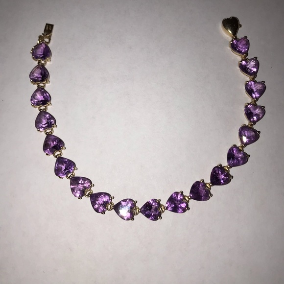 Jewelry - Amethyst heart tennis bracelet 14K gold